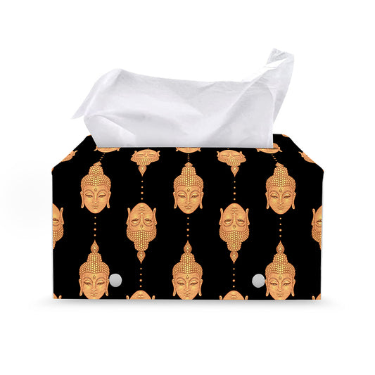 Buddha Pattern Print Leather Tissue Box Cover
