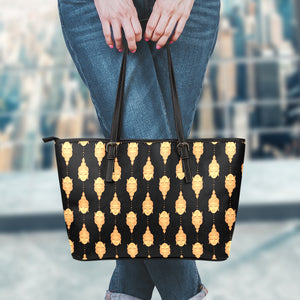 Buddha Pattern Print Leather Tote Bag