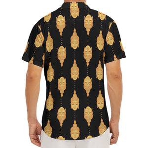 Buddha Pattern Print Men's Deep V-Neck Shirt