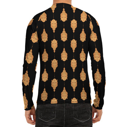 Buddha Pattern Print Men's Long Sleeve Rash Guard