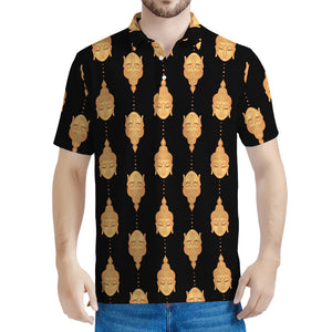 Buddha Pattern Print Men's Polo Shirt