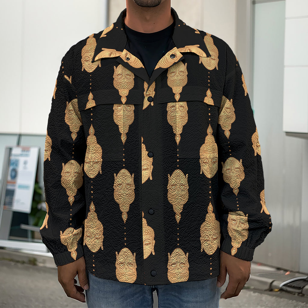 Buddha Pattern Print Men's Shirt Jacket