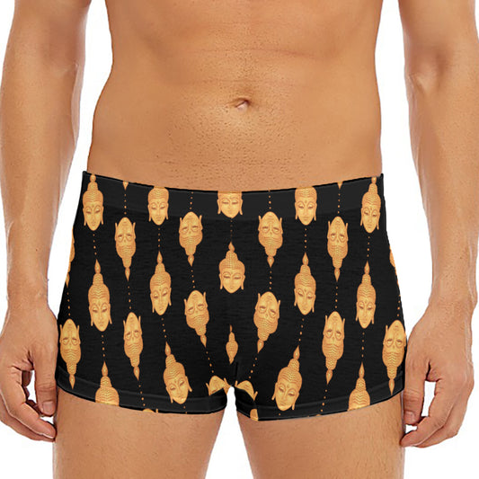 Buddha Pattern Print Men's Short Boxer Briefs