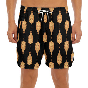 Buddha Pattern Print Men's Split Running Shorts