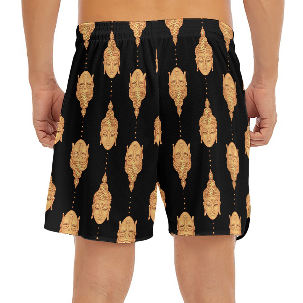 Buddha Pattern Print Men's Split Running Shorts