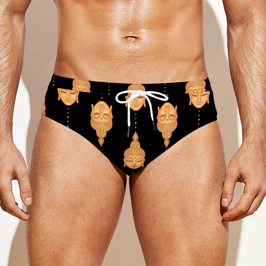 Buddha Pattern Print Men's Swim Briefs