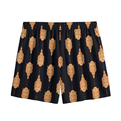 Buddha Pattern Print Mesh Shorts