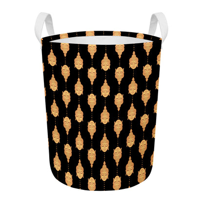 Buddha Pattern Print Round Laundry Basket