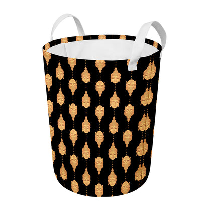 Buddha Pattern Print Round Laundry Basket