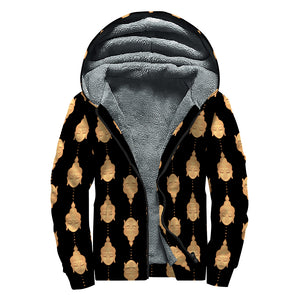 Buddha Pattern Print Sherpa Lined Zip Up Hoodie