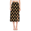 Buddha Pattern Print Side Slit Midi Skirt