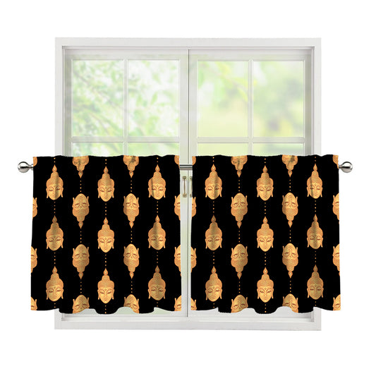 Buddha Pattern Print Tier Curtains
