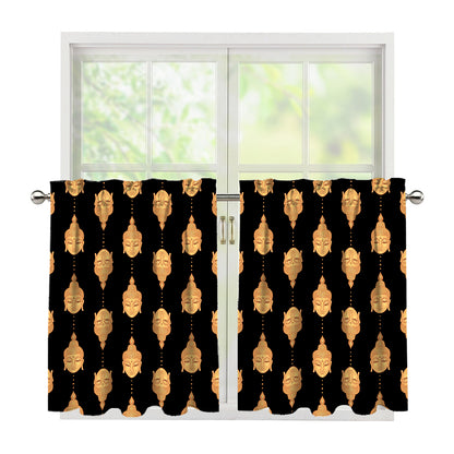 Buddha Pattern Print Tier Curtains