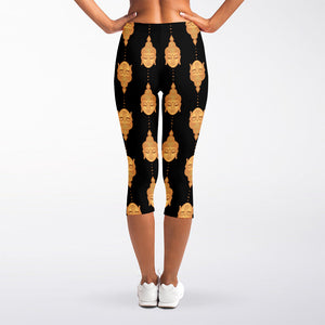 Buddha Pattern Print Women's Capri Leggings