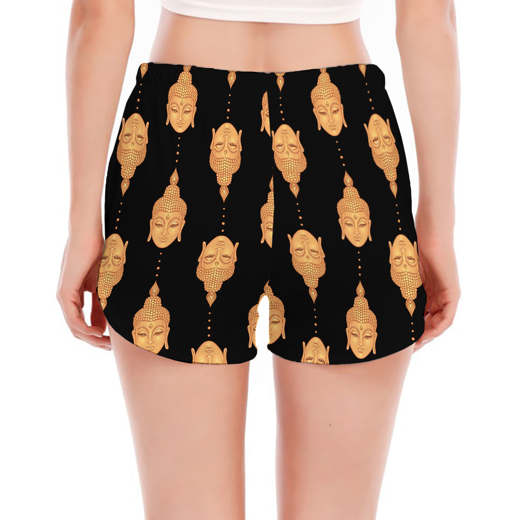 Buddha Pattern Print Women's Split Running Shorts