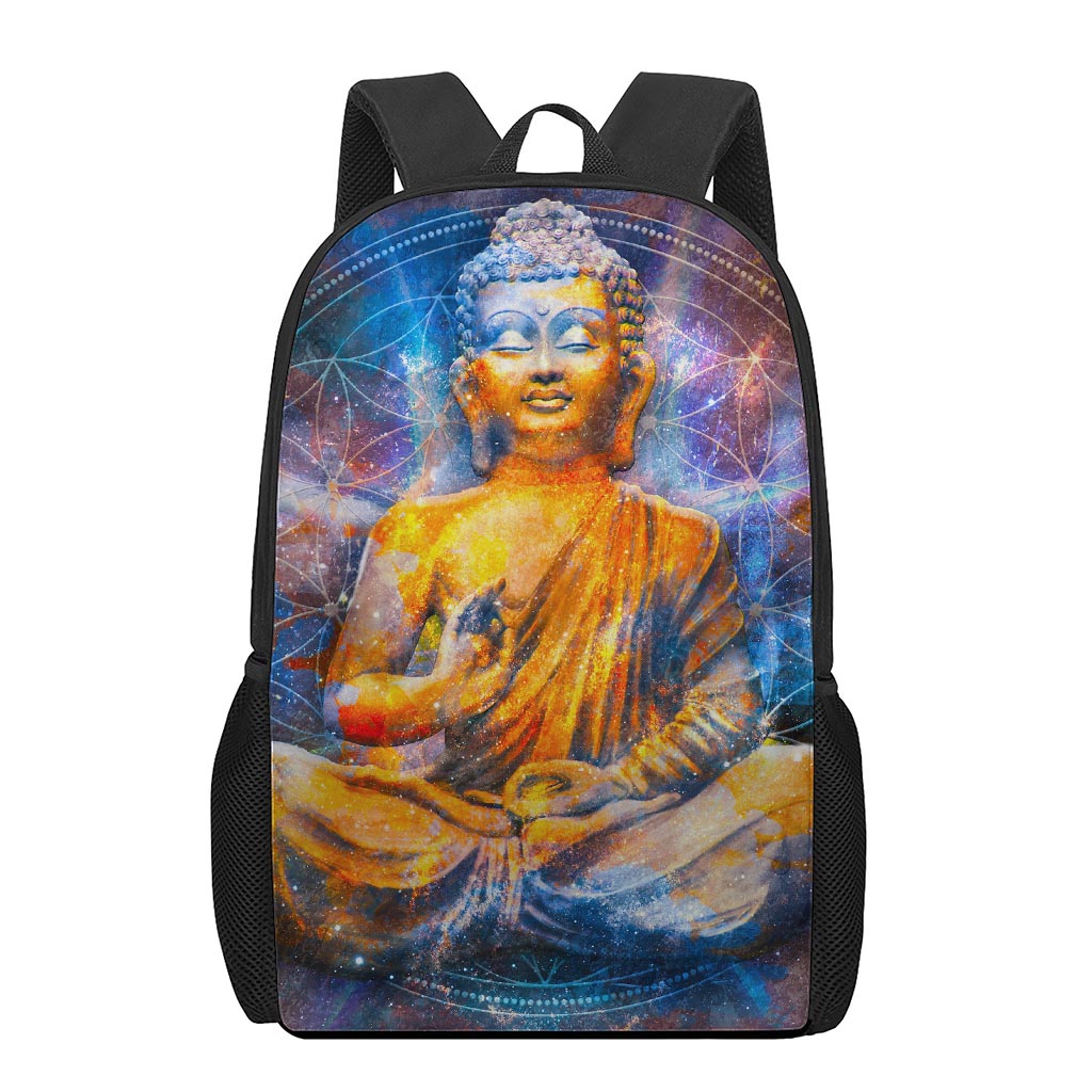 Buddha Statue Mandala Print 17 Inch Backpack