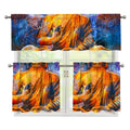 Buddha Statue Mandala Print 3 Piece Kitchen Curtains