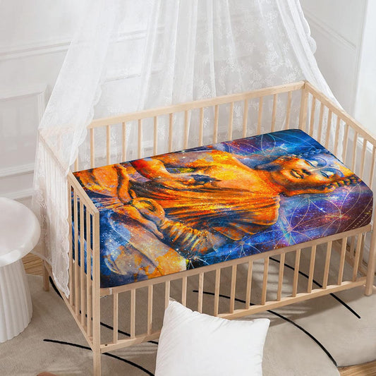 Buddha Statue Mandala Print Baby Crib Sheet