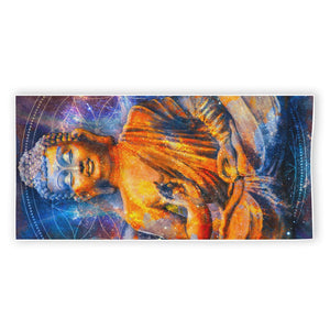 Buddha Statue Mandala Print Beach Towel