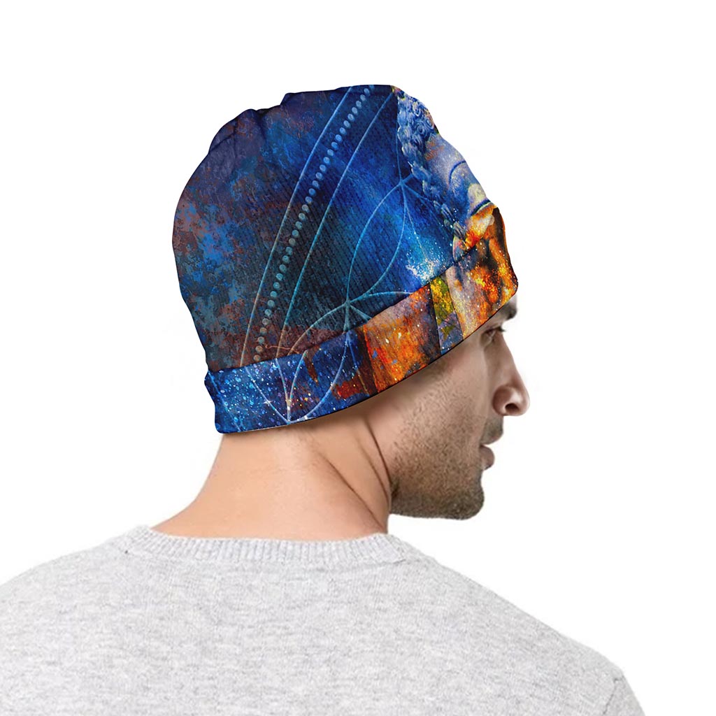 Buddha Statue Mandala Print Beanie