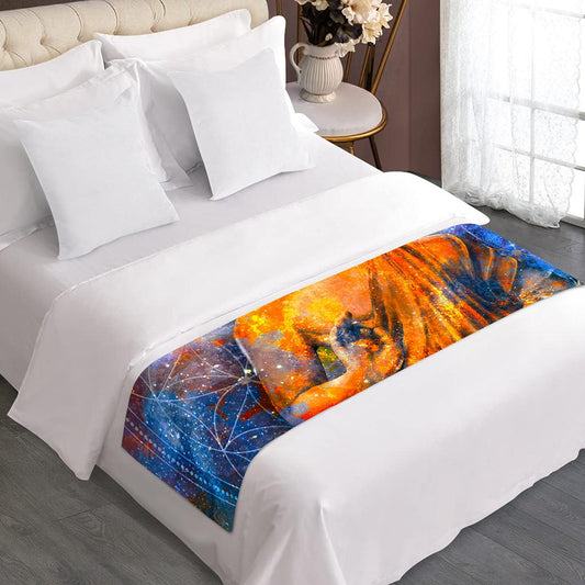 Buddha Statue Mandala Print Bed Runner