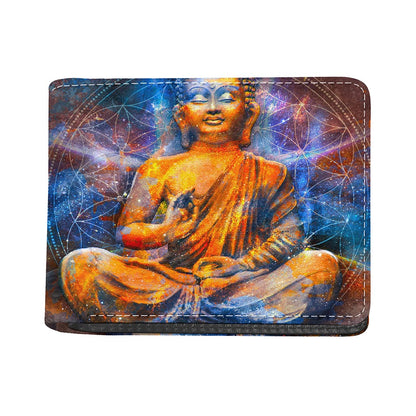 Buddha Statue Mandala Print Bifold Wallet