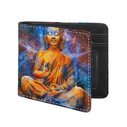 Buddha Statue Mandala Print Bifold Wallet