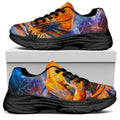 Buddha Statue Mandala Print Black Chunky Shoes