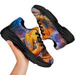 Buddha Statue Mandala Print Black Chunky Shoes