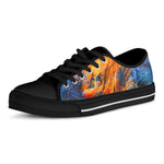 Buddha Statue Mandala Print Black Low Top Sneakers