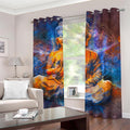 Buddha Statue Mandala Print Dimout Grommet Curtains