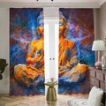 Buddha Statue Mandala Print Dimout Pencil Pleat Curtains