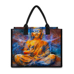 Buddha Statue Mandala Print Canvas Tote Bag