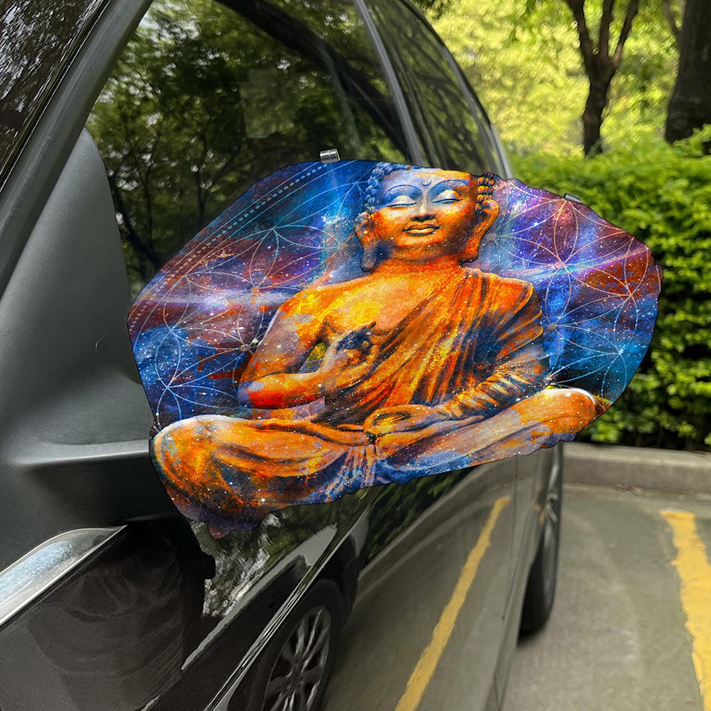 Buddha Statue Mandala Print Car Side Mirror Covers
