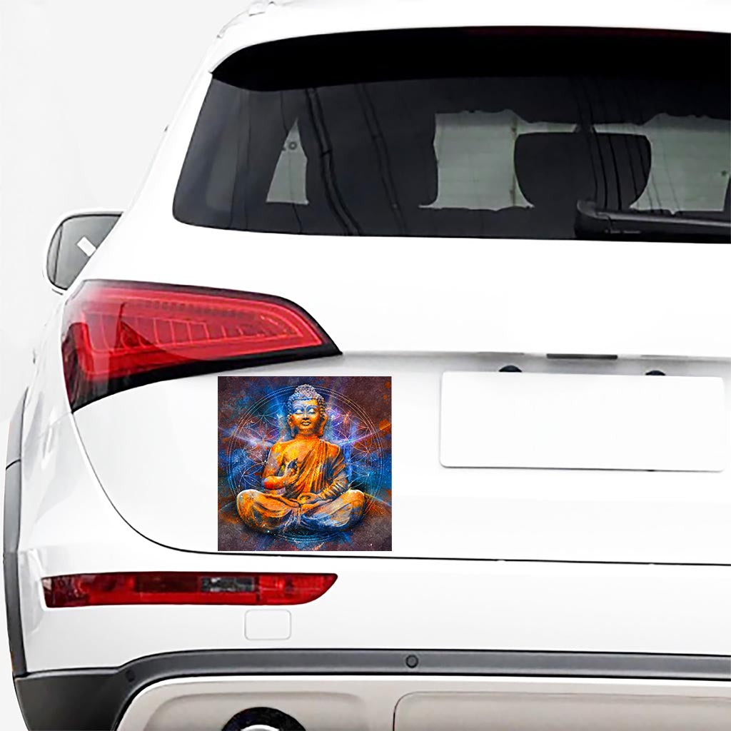 Buddha Statue Mandala Print Car Sticker