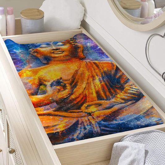 Buddha Statue Mandala Print Changing Pad Cover