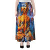 Buddha Statue Mandala Print Chiffon Maxi Skirt