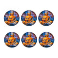 Buddha Statue Mandala Print Coaster Set