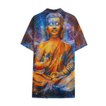 Buddha Statue Mandala Print Cotton Hawaiian Shirt