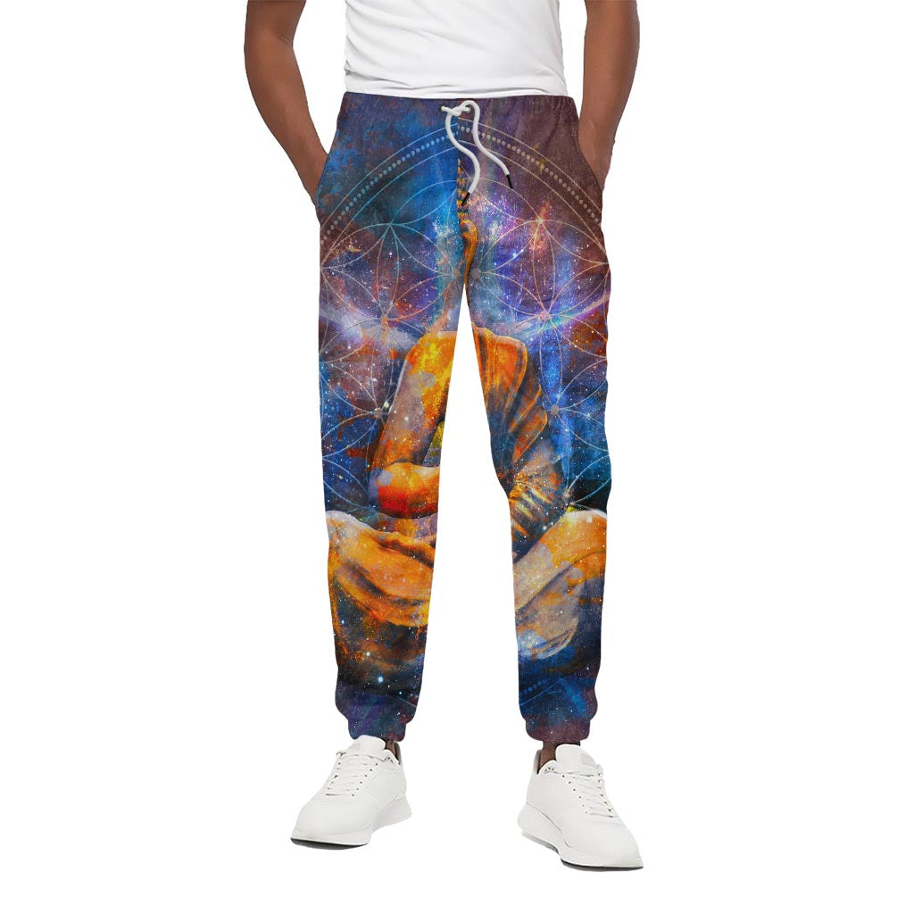 Buddha Statue Mandala Print Cotton Pants