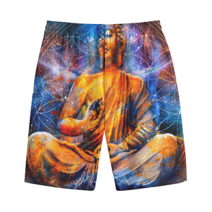 Buddha Statue Mandala Print Cotton Shorts