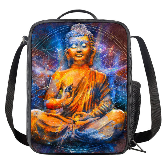 Buddha Statue Mandala Print Crossbody Lunch Bag