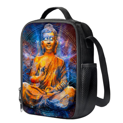 Buddha Statue Mandala Print Crossbody Lunch Bag