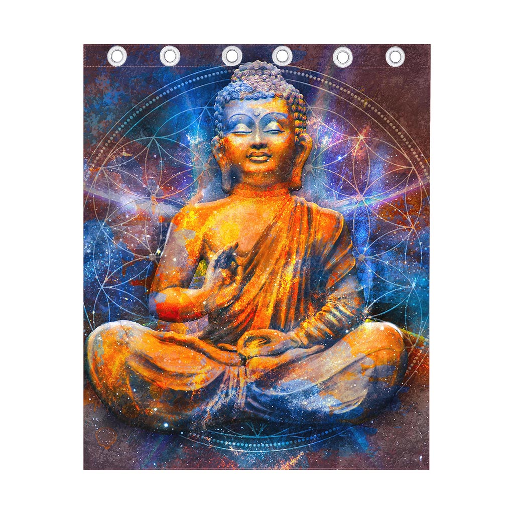 Buddha Statue Mandala Print Curtain