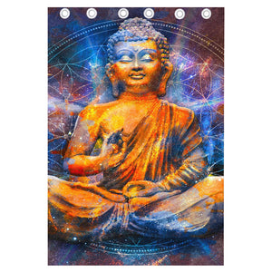 Buddha Statue Mandala Print Curtain