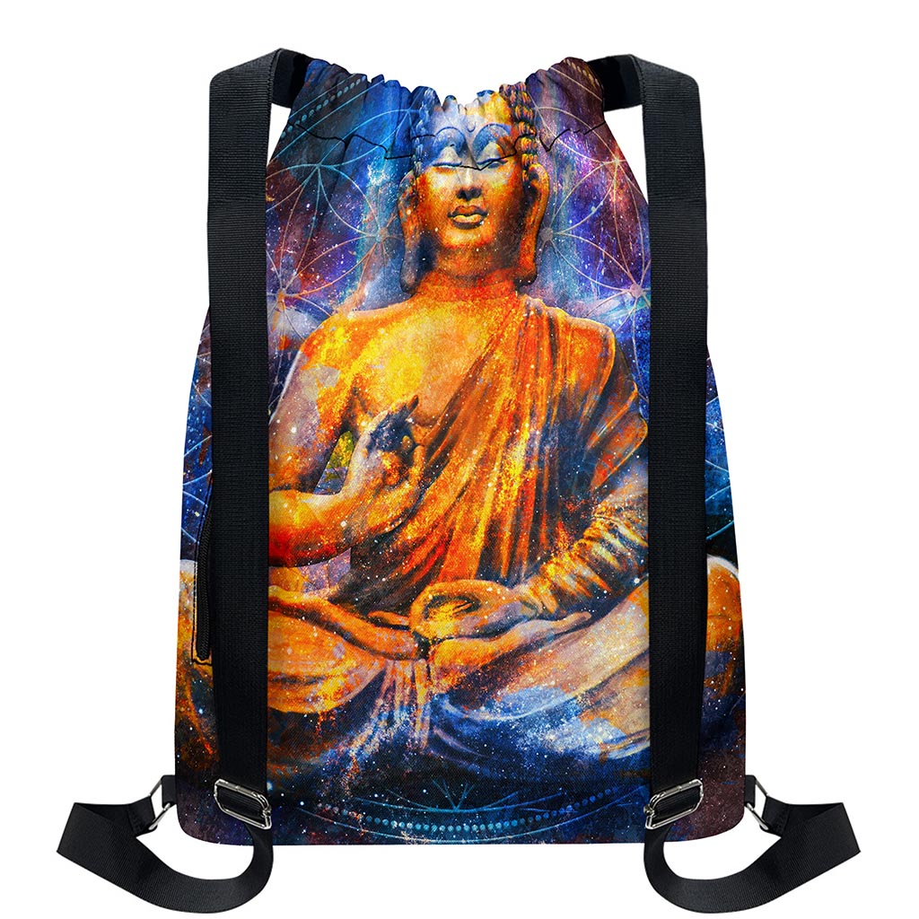 Buddha Statue Mandala Print Drawstring Backpack