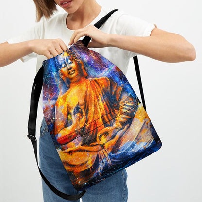 Buddha Statue Mandala Print Drawstring Backpack
