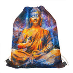 Buddha Statue Mandala Print Drawstring Bag