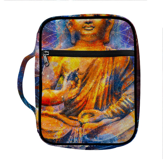 Buddha Statue Mandala Print Front Pocket Bible Bag