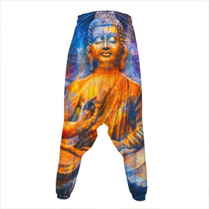 Buddha Statue Mandala Print Hammer Pants